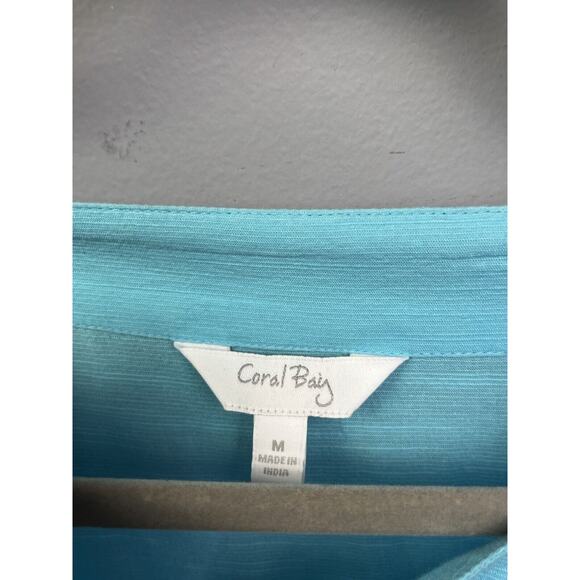 Coral‎ Bay Swimsuit Cover Up Dress Womens Small Blue White Beaded Beach - Picture 4 of 6